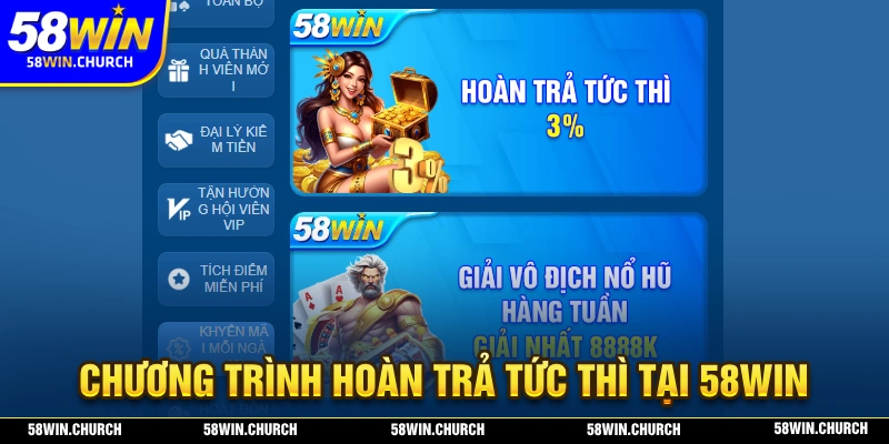 Ưu dãi hoàn trả tức thì giúp người chơi không lo về vốn cược